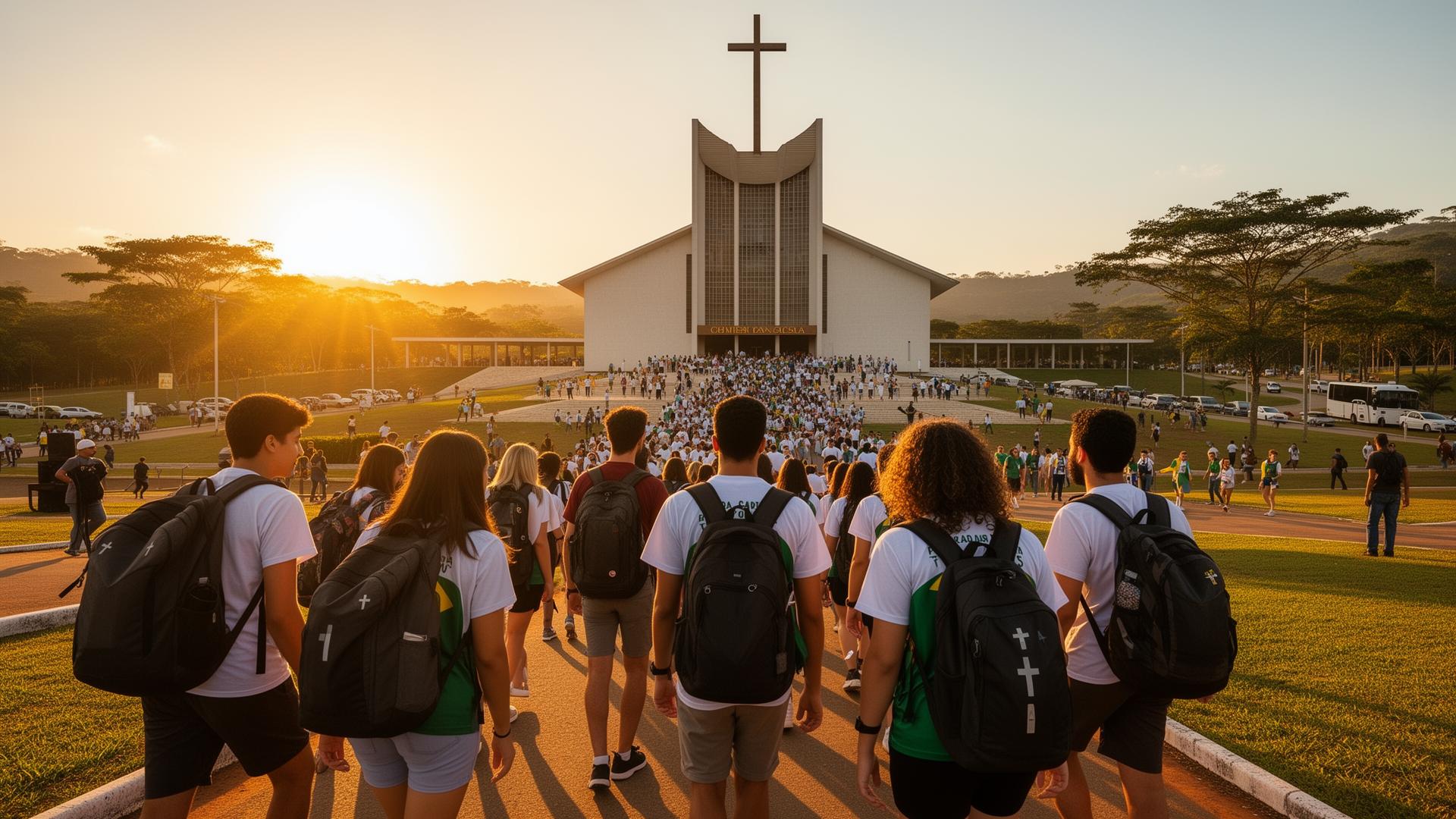 Peregrinos chegando para o pacote PHN 2026 em Cachoeira Paulista